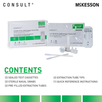 TEST KIT, COVID FLU A&B ANTIGEN OTC (2TESTS/BX 300BX/CS)