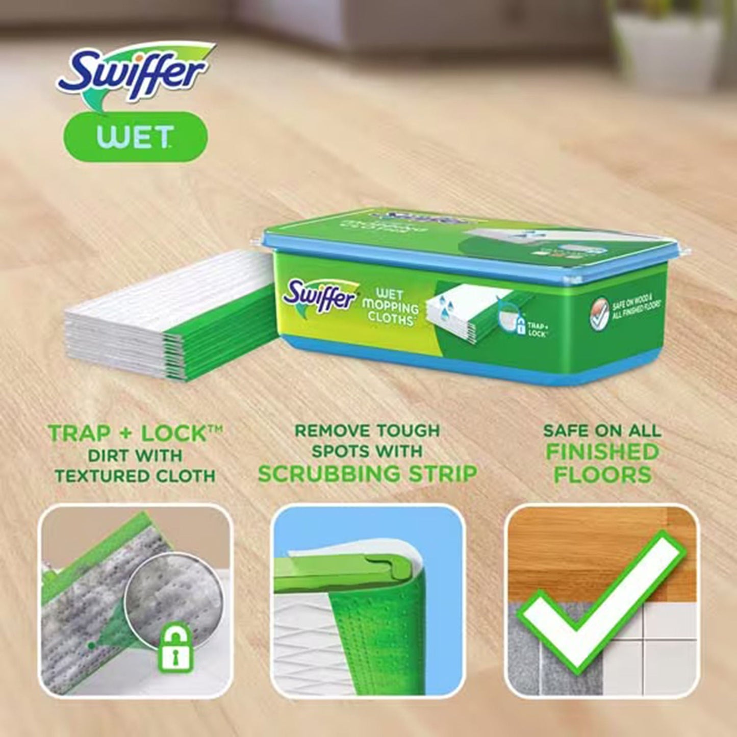 CLOTH, SWIFFER WET FRESH SCENTREFILL WHT 8X10" (12BX 6BX/CS)