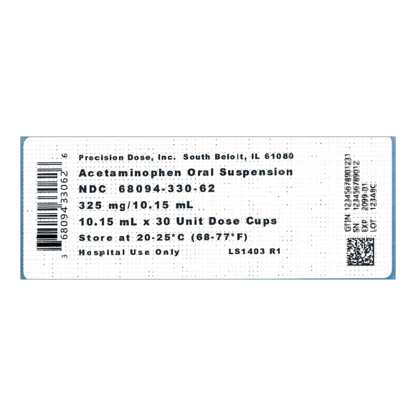 ACETAMINOPHEN, ORAL SUSPN 325MG/10.15ML UD (30/CS)