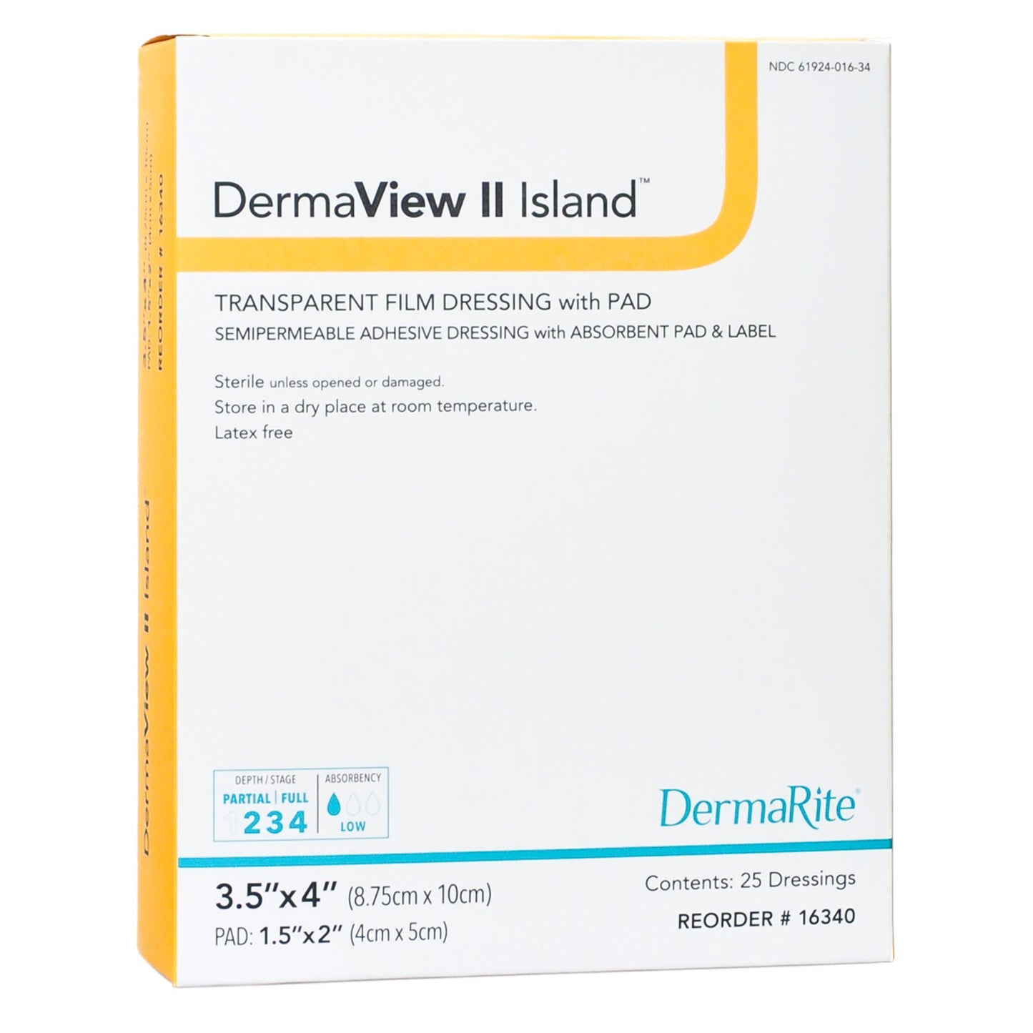DRESSING, WOUND DERMA VIEW II ISLAND 3.5X4 (25/BX)