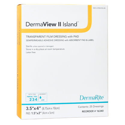 DRESSING, WOUND DERMA VIEW II ISLAND 3.5X4 (25/BX)