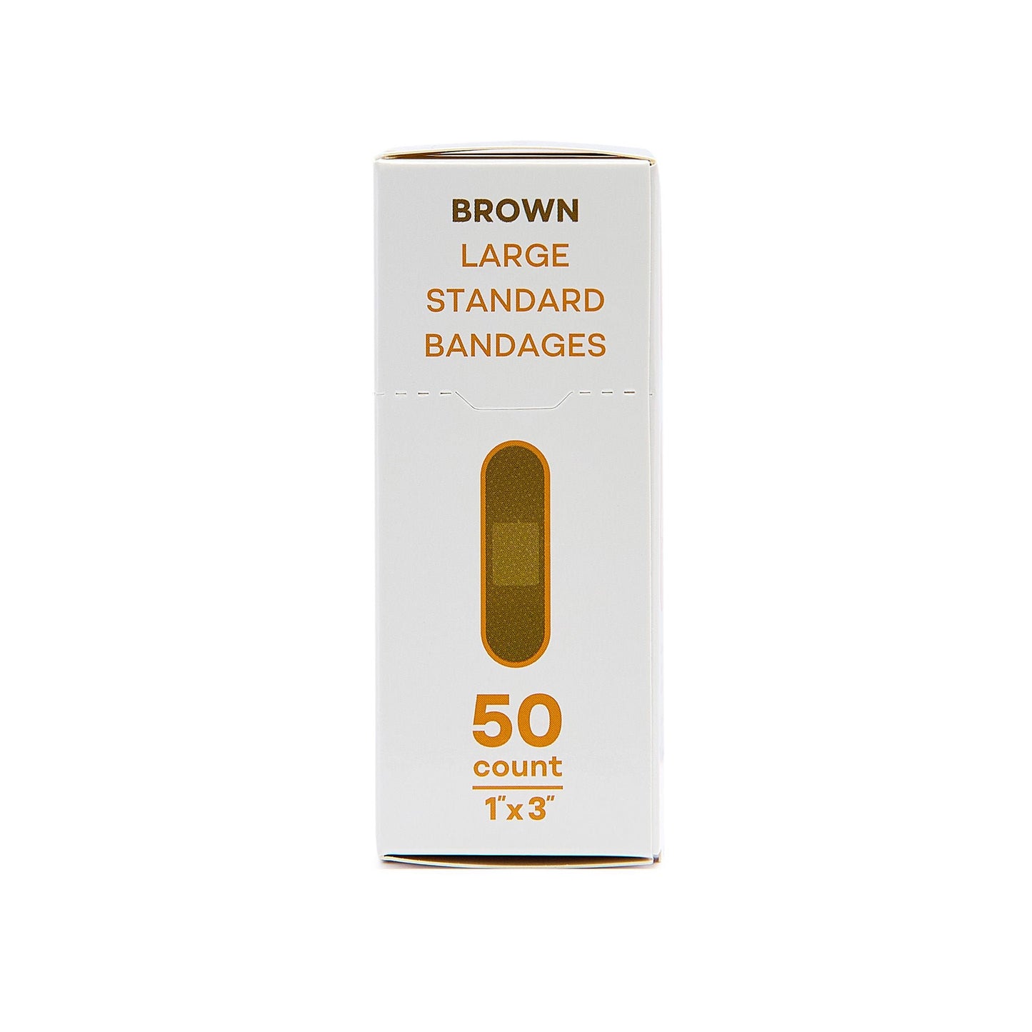 BANDAGE, STD ADH LF BRN SKIN TONE ORG BX 1X3" (50/BX 24BX/CS