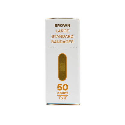 BANDAGE, STD ADH LF BRN SKIN TONE ORG BX 1X3" (50/BX 24BX/CS