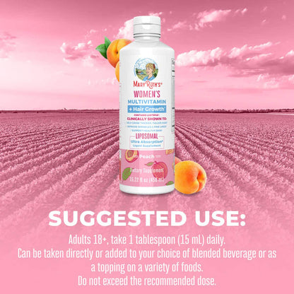 SUPPLEMENT, LIQ WMN MULTIVITMN+HAIR GROW PEACH 15.22OZ (6/C