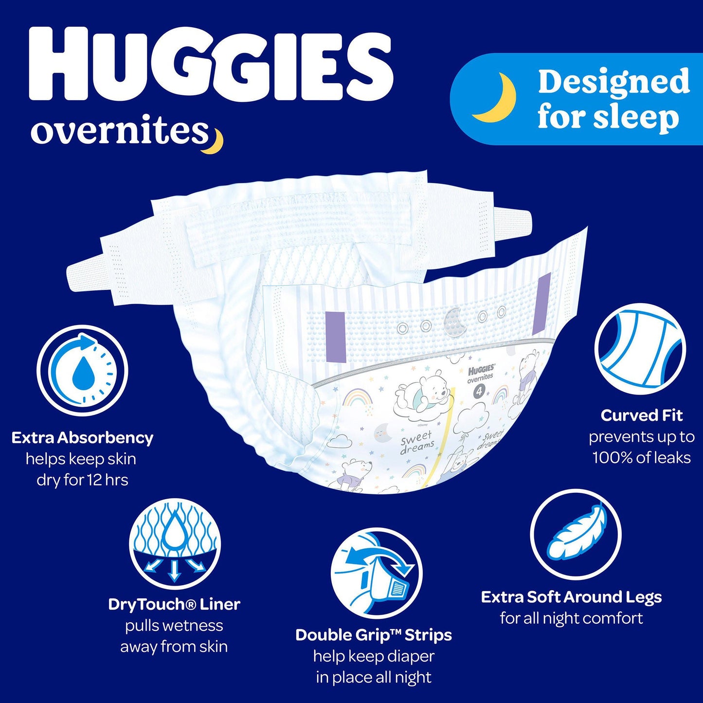 DIAPER, HUGGIES OVERNITE SZ7 (13/PK 4PK/CS)
