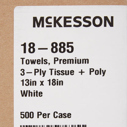 TOWEL, PRO 3PLY/POLY WHT 13X18(500/CS)