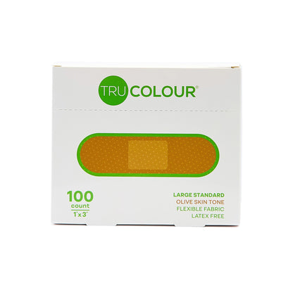 BANDAGE, STD ADH LF OLIVE SKINTONE GRN BX 1X3" (100/BX 12BX/