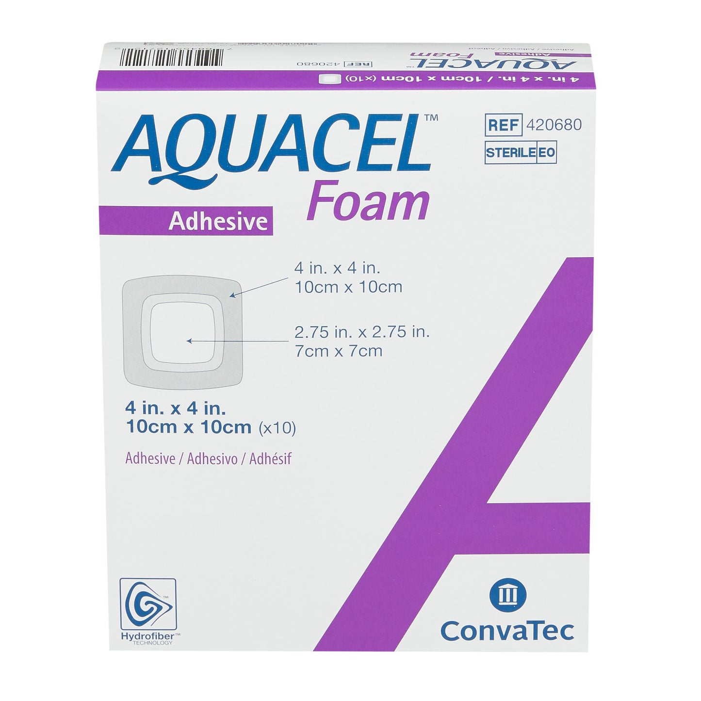 DRESSING, WOUND AQUACEL ADH FOAM 4"X4" (10/BX 18BX/CS)