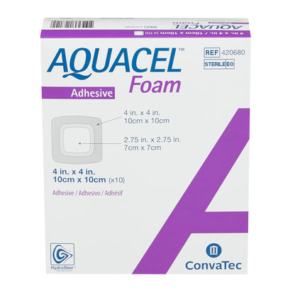 DRESSING, WOUND AQUACEL ADH FOAM 4"X4" (10/BX 18BX/CS)