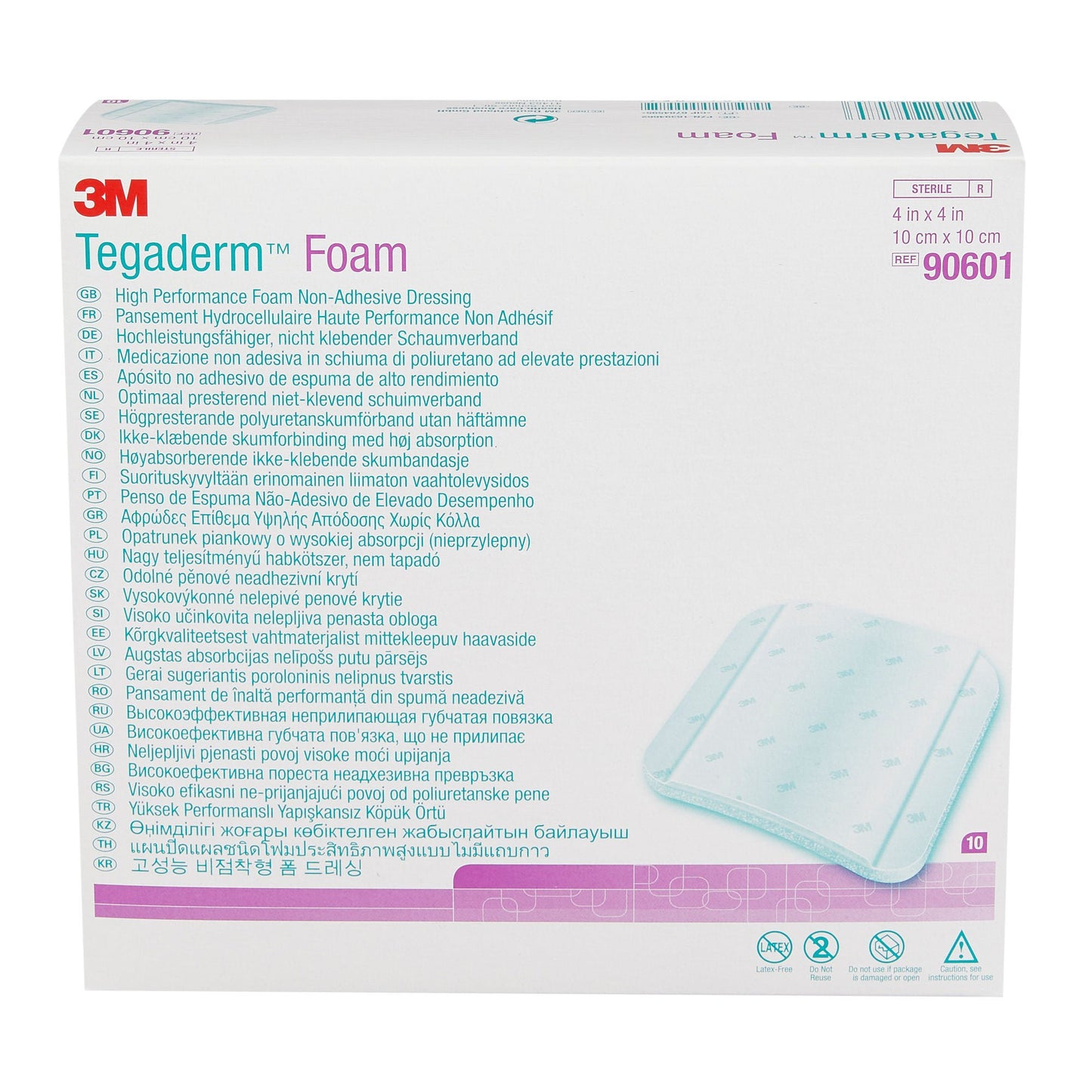 DRESSING, TEGADERM FOAM 4"X4" (10/BX 4BX/CS) 3M