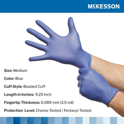 GLOVE, EXAM NTRL MED N/S CHEMOLDC BLU (250/BX 10BX/CS)