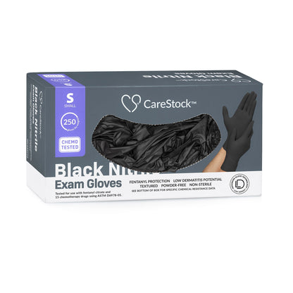 GLOVE, EXAM NTRL SM N/S CHEMO LDC BLK (250/BX 10BX/CS)