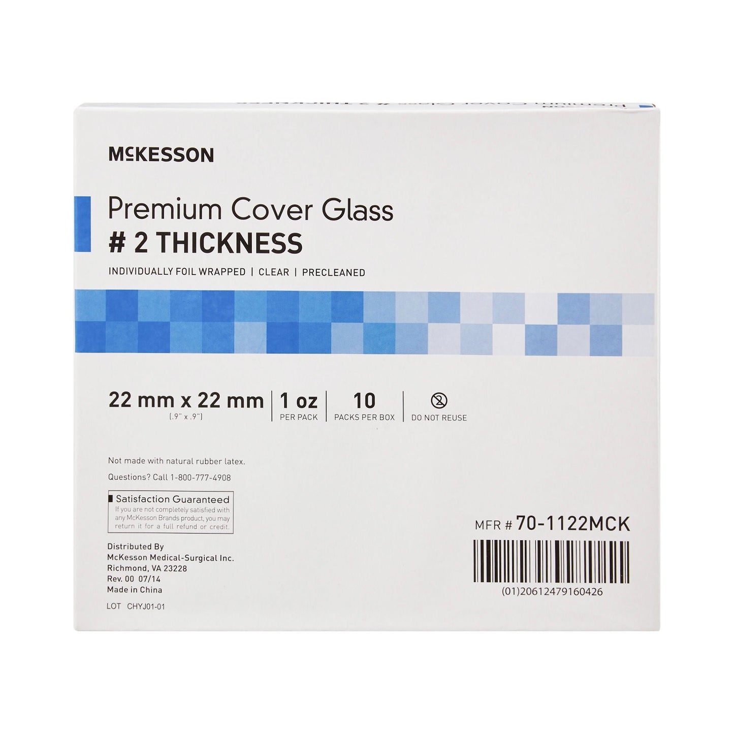 COVER GLASS, #2 PREMIUM 22X22MM (10PK/BX)