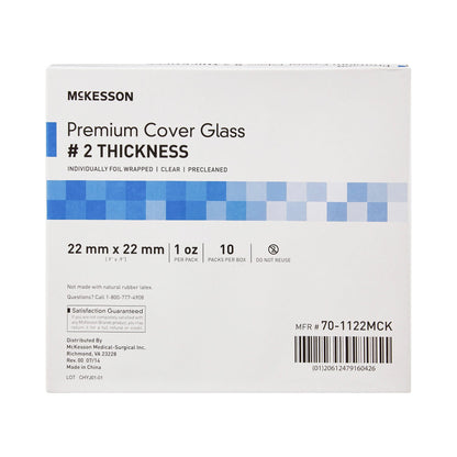 COVER GLASS, #2 PREMIUM 22X22MM (10PK/BX)