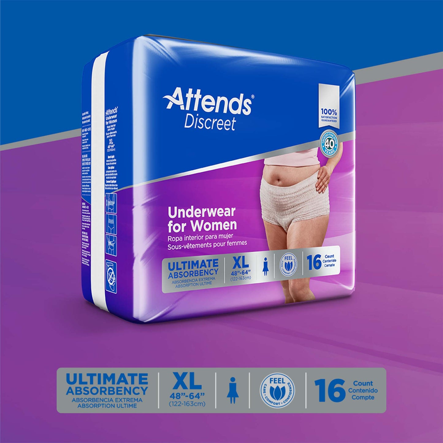 UNDERWEAR, DISCREET ATTENDS FML XLG (16/BG 4BG/CS)