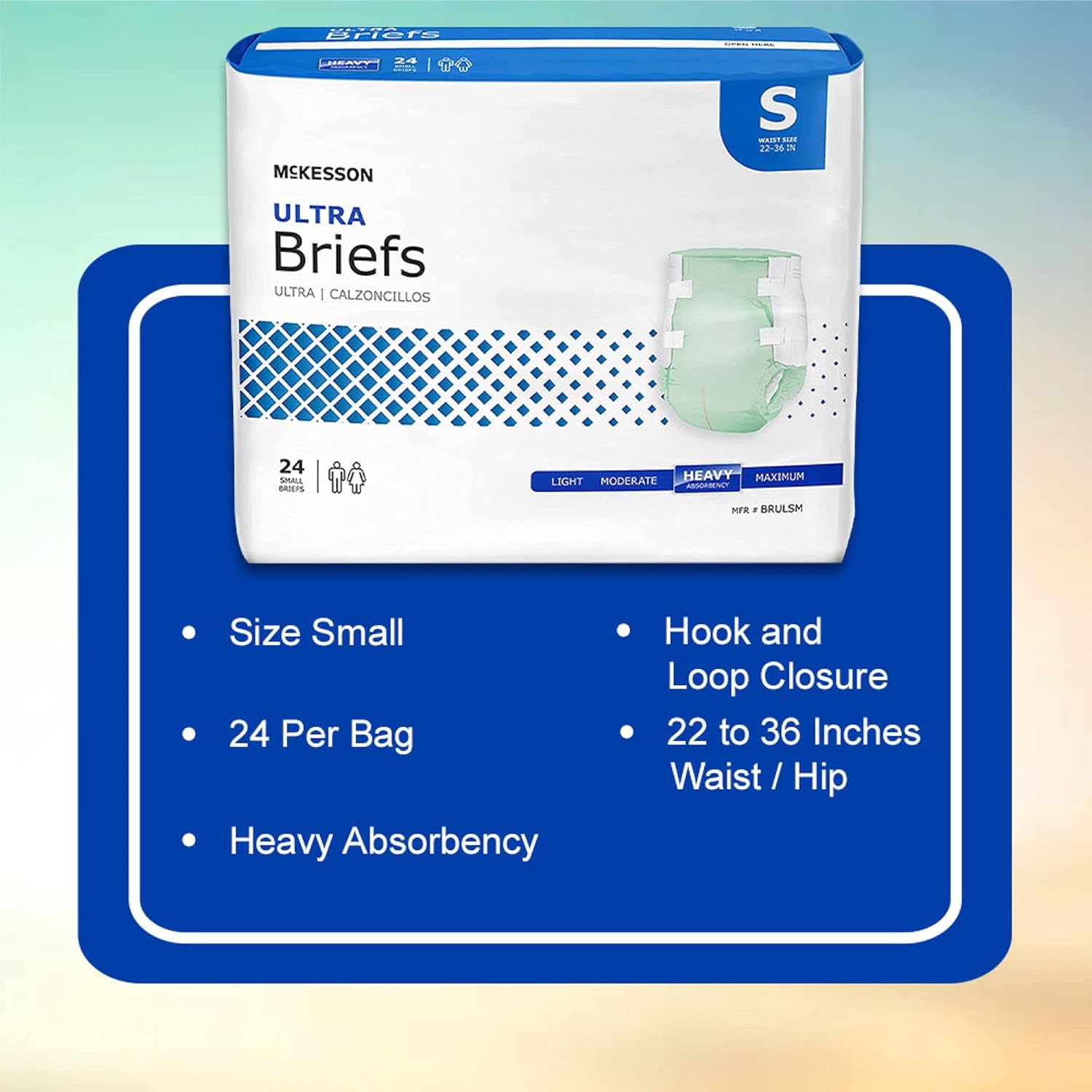 McKesson Ultra Adult Incontinence Briefs, Disposable, Unisex, Small, 24 Count, 4 Packs, 96 Total