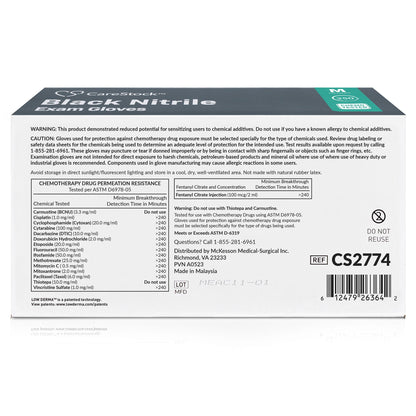 GLOVE, EXAM NTRL MD N/S CHEMO LDC BLK (250/BX 10BX/CS)