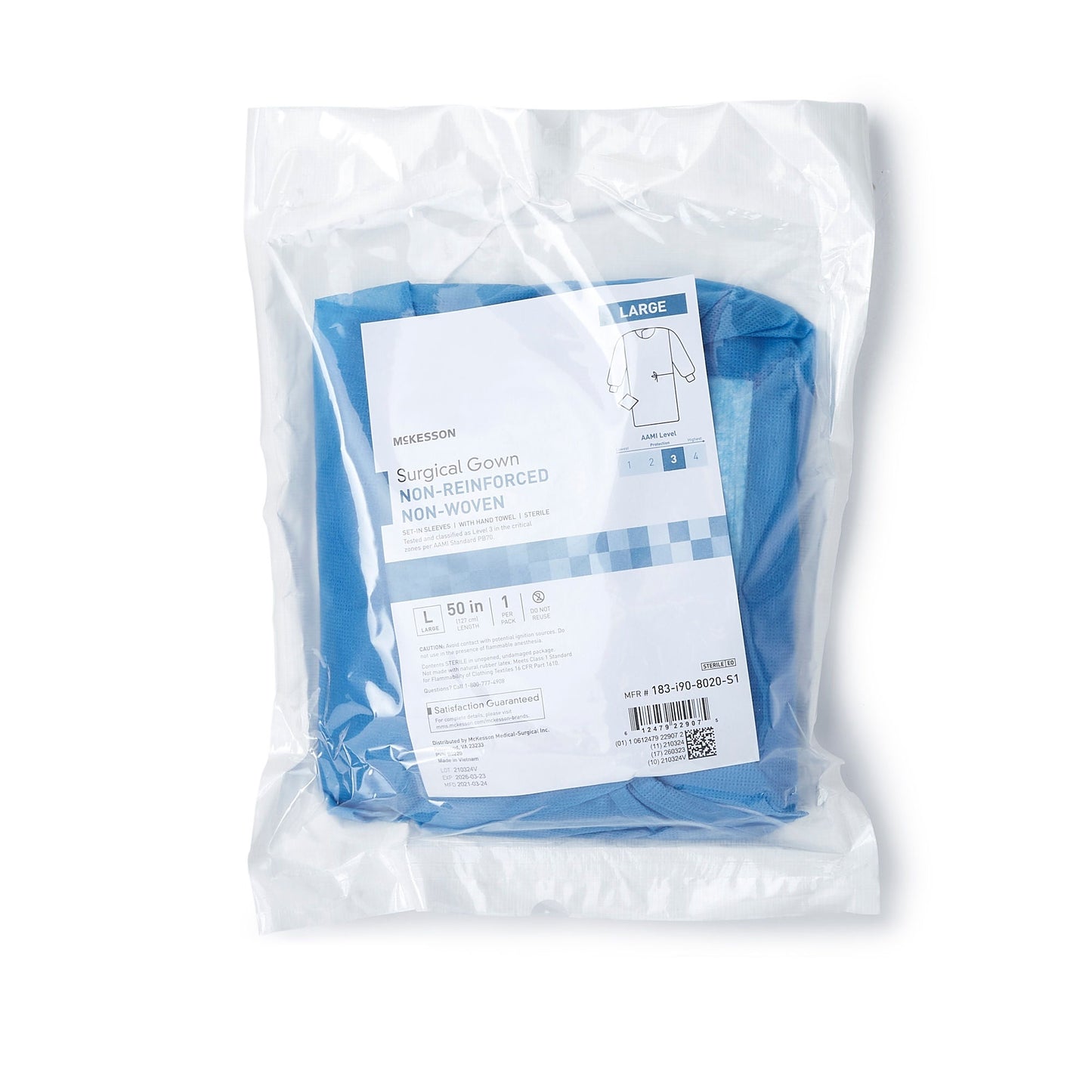 GOWN, SURG N/WOVEN STR N/REINFSET-IN W/TOWEL LG (30PK/CS)