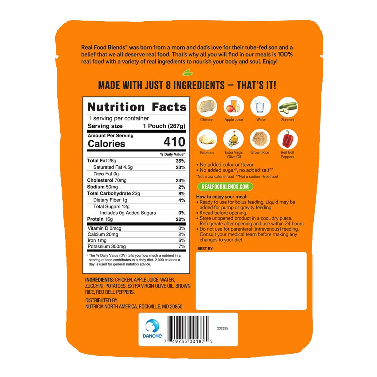 FEED, ENTERAL REAL FOOD BLENDSCHICKEN/ZUCCHINI/POTATO 9.4OZ