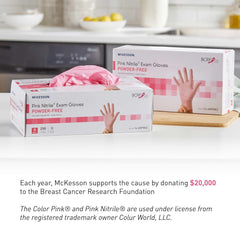 McKesson Pink Nitrile Exam Gloves - Powder-Free, Latex-Free, Ambidextrous, Textured Fingertips, Non-Sterile - Size Small, 250 Count, 1 Box