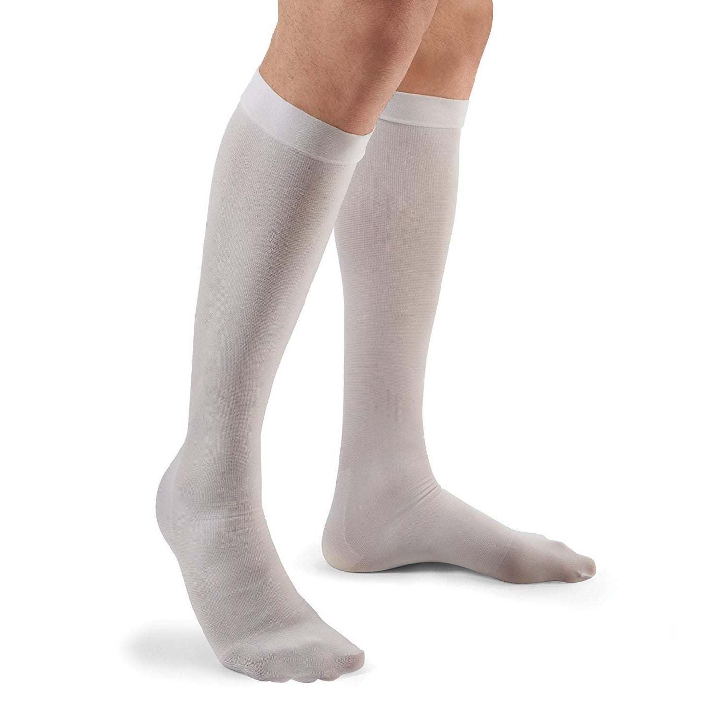 STOCKING, ANTI-EMBOLISM KNEE CLOSED-TOE WHT LG REG (6PR/CS)