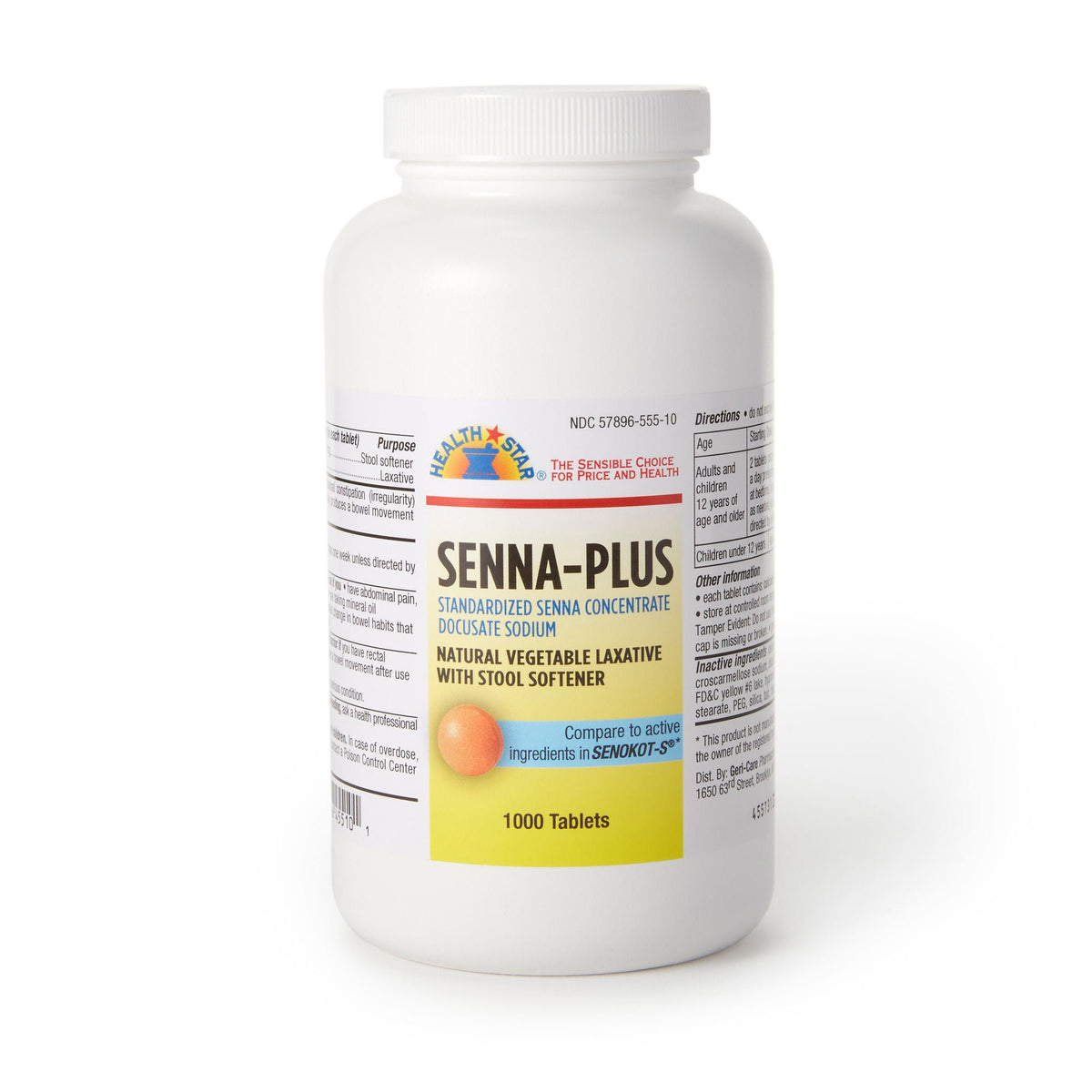 SENNA, TAB 8.6MG PLUS 50MG DSS(1000/BT 12BT/CS)