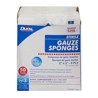 SPONGE, GAUZE 8PLY STR 2"X2" (100/BX 30BX/CS)
