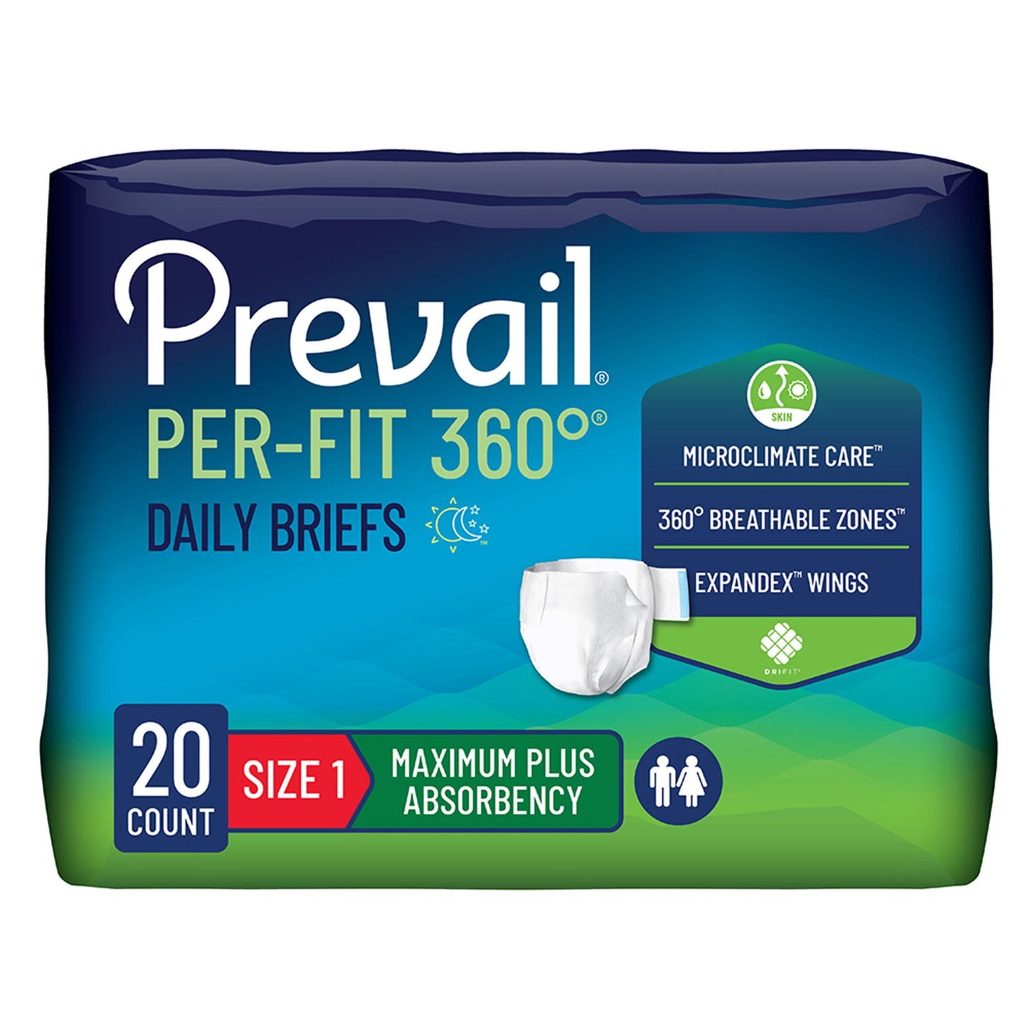 BRIEF, INCONT PREVAIL PREFIT 360 SZ1/M (20/PK 4PK/CS)