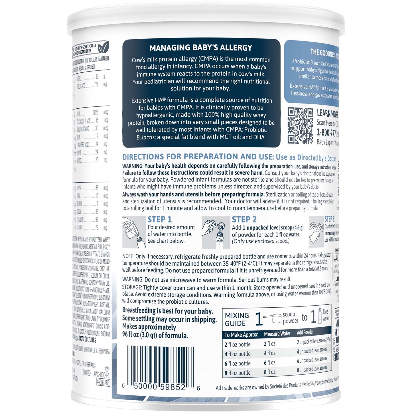 FORMULA, POWDER EXTENSIVE HA UNFLAVORED (6/CS)