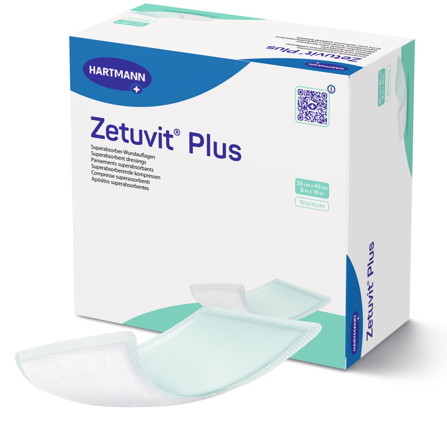 DRESSING, WOUND ZETUVIT PLUS W/SAP 8"X16" (10/BX)
