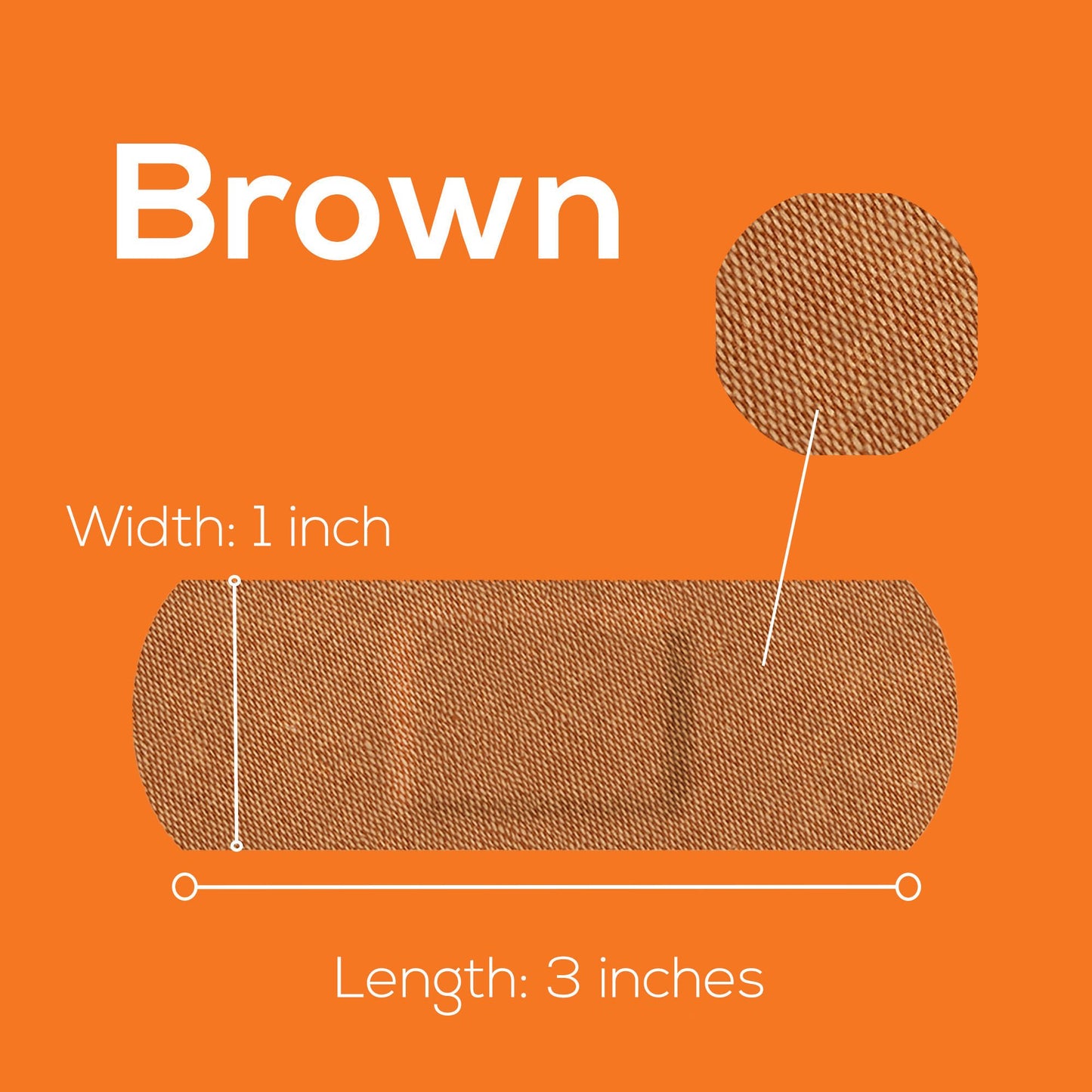 BANDAGE, STD ADH LF BRN SKIN TONE ORG BX 1X3" (50/BX 24BX/CS