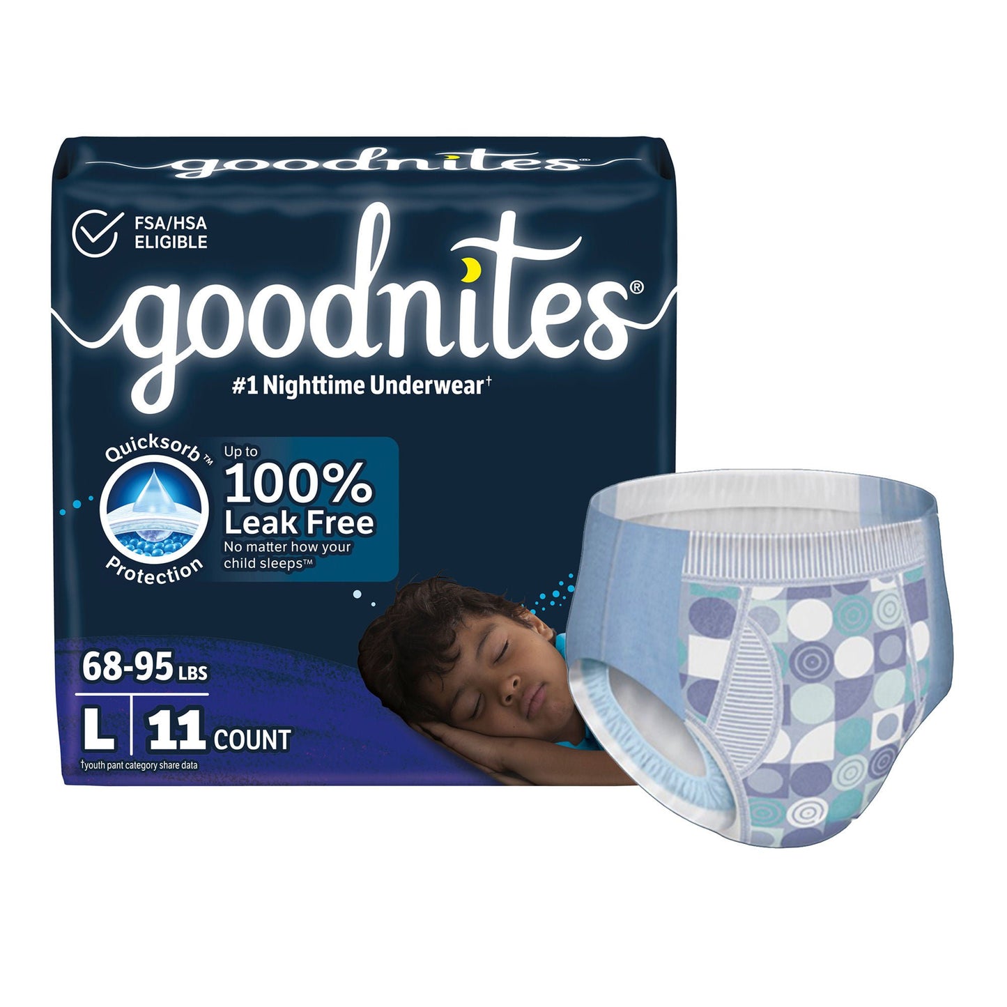 PANTS, INCONT GOODNITES BOYS YTH LG SZ5 (11/PK 4PK/CS)