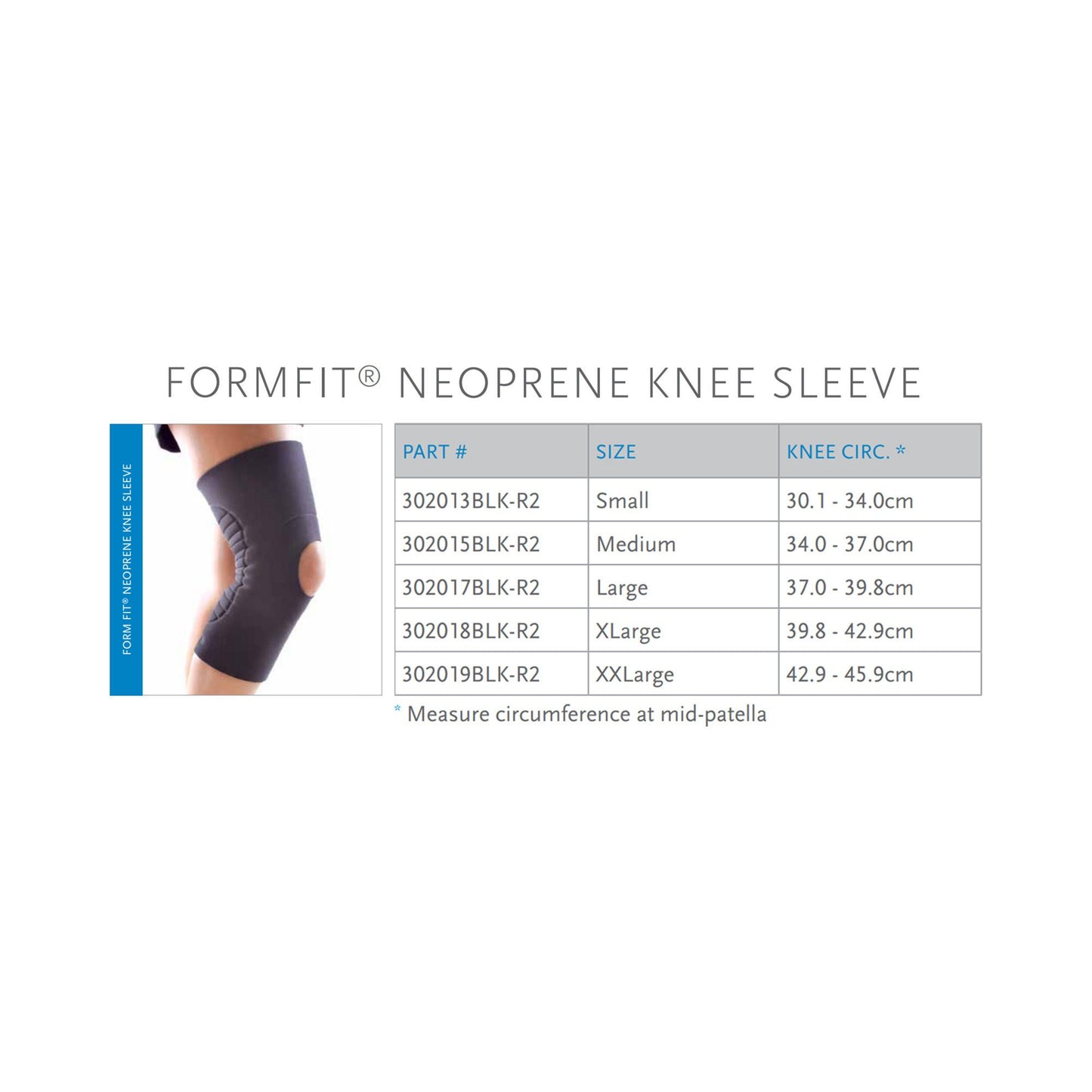 KNEE SLEEVE, NEOP OPN PATELLA 1/8" BLK LG