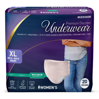 UNDERWEAR, MAXIMUM DISP PNK XLG 48-64" (20/BG 4BG/CS)