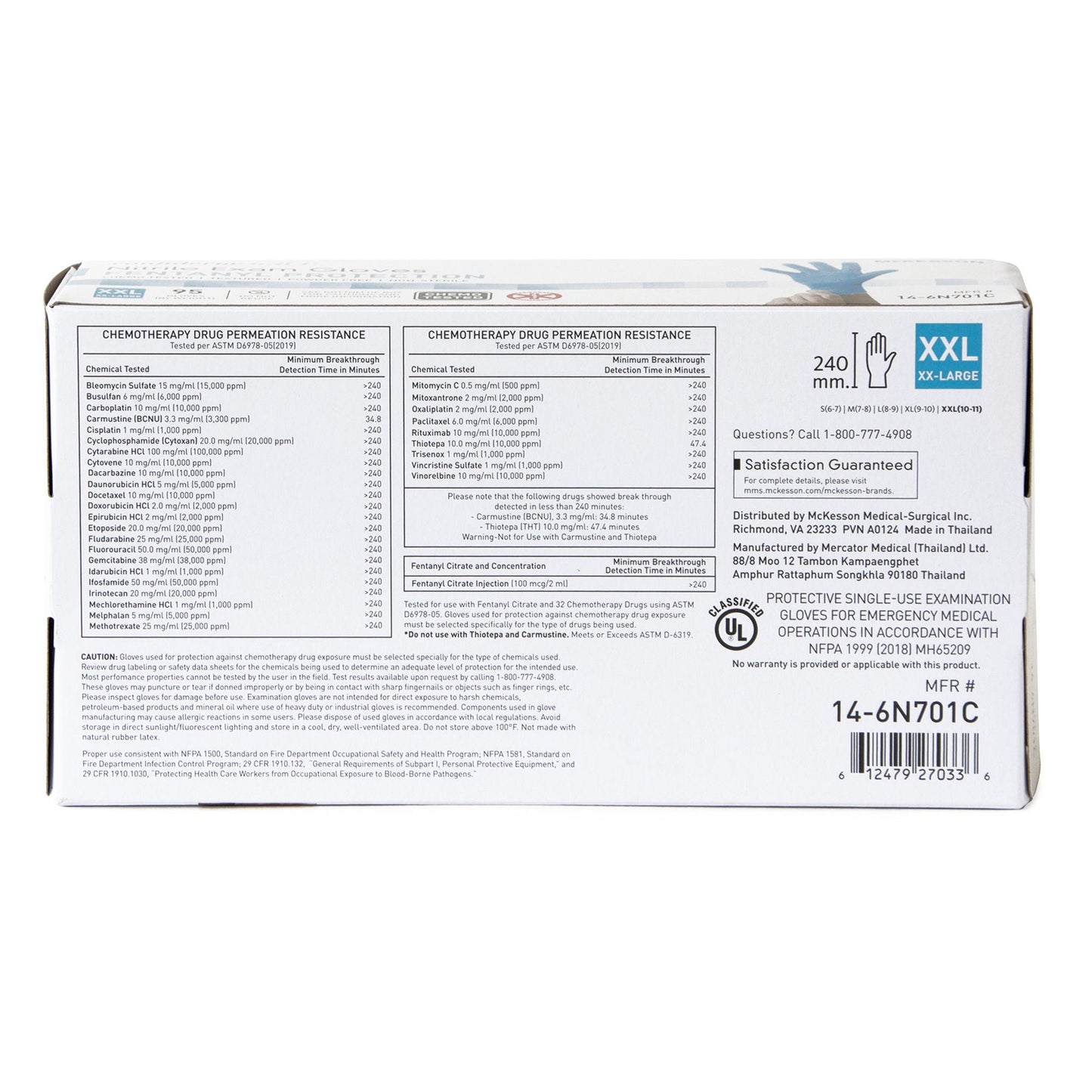 GLOVE, EXAM NITRL 2XLG N/S CHEMO 6.8C (100EA/BX 10BX/CS)