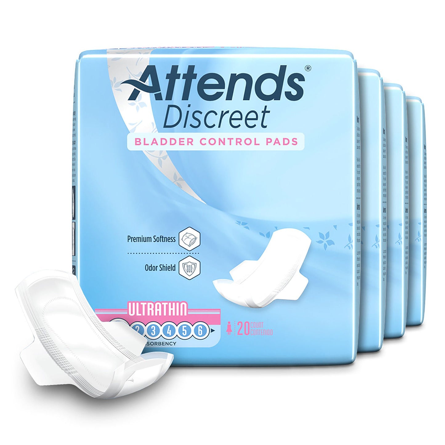 PAD, BLADDER CNTRL ATTENDS DISCREET ULTRATHIN (20/BG 24BG/CS