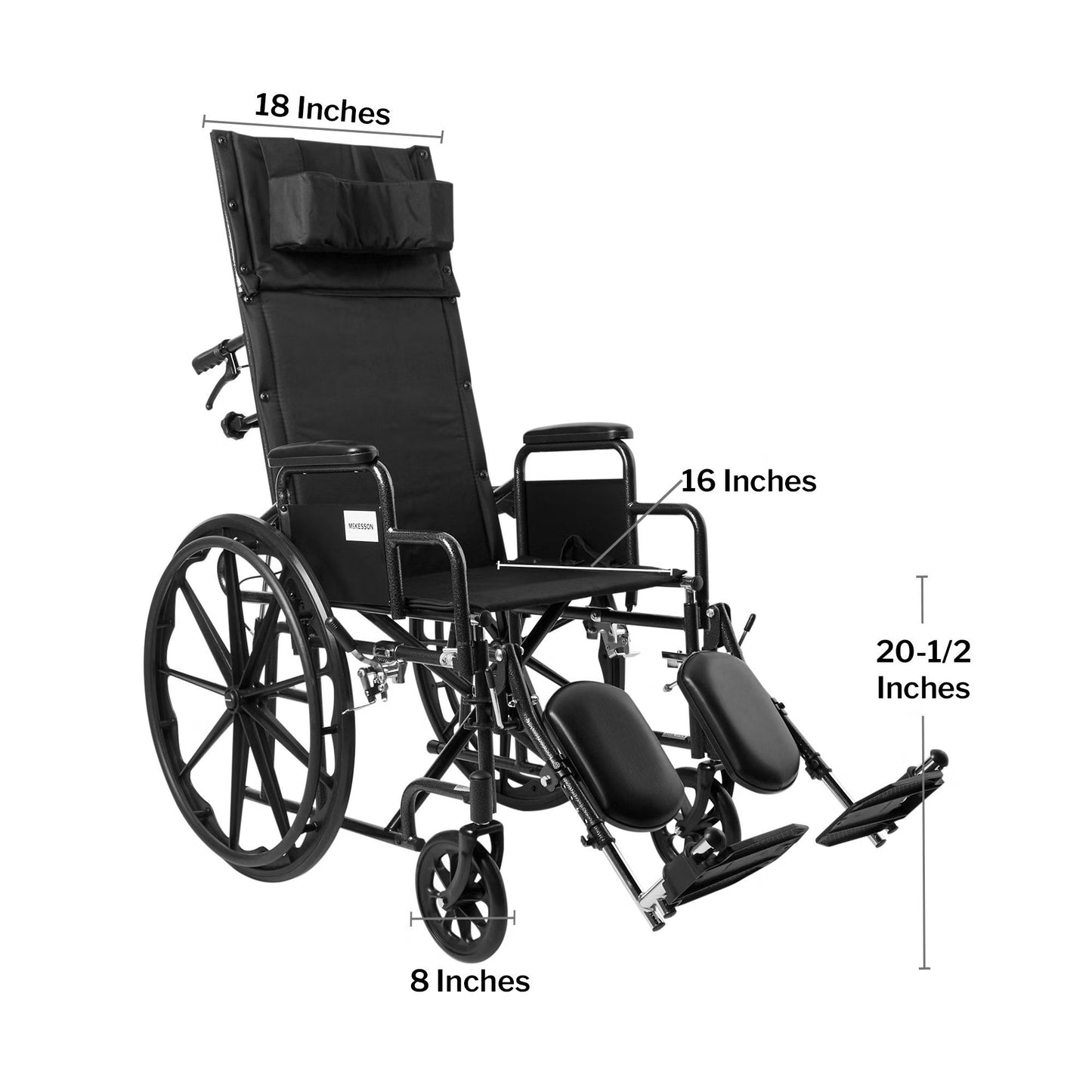WHEELCHAIR, RECLINING SNGL AXLDDA ELR 18" 300LBS