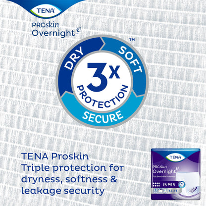 UNDERWEAR, TENA PROT OVRNIGHT W-SHAPE HI-ABSRB MED (14/BG 4B