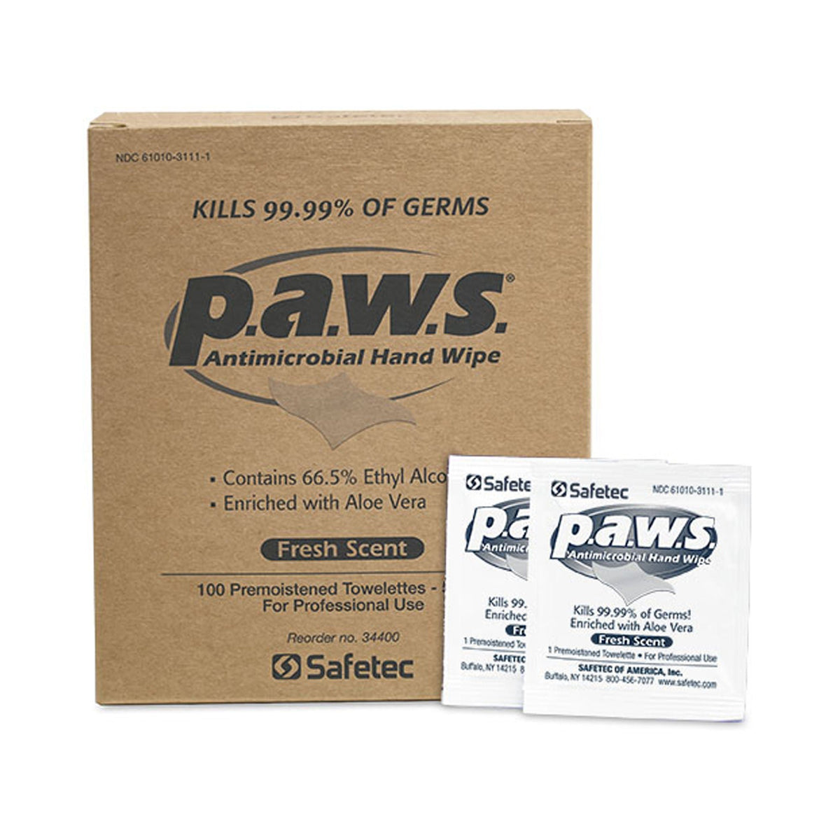 WIPE, ANTIBACT IND WRAPPED PAWS (100/BX 10BX/CS)