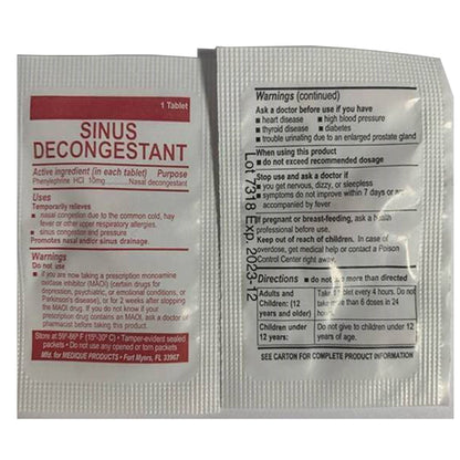 SINUS RELIEF, TAB 10MG (100/BX24BX/CS)