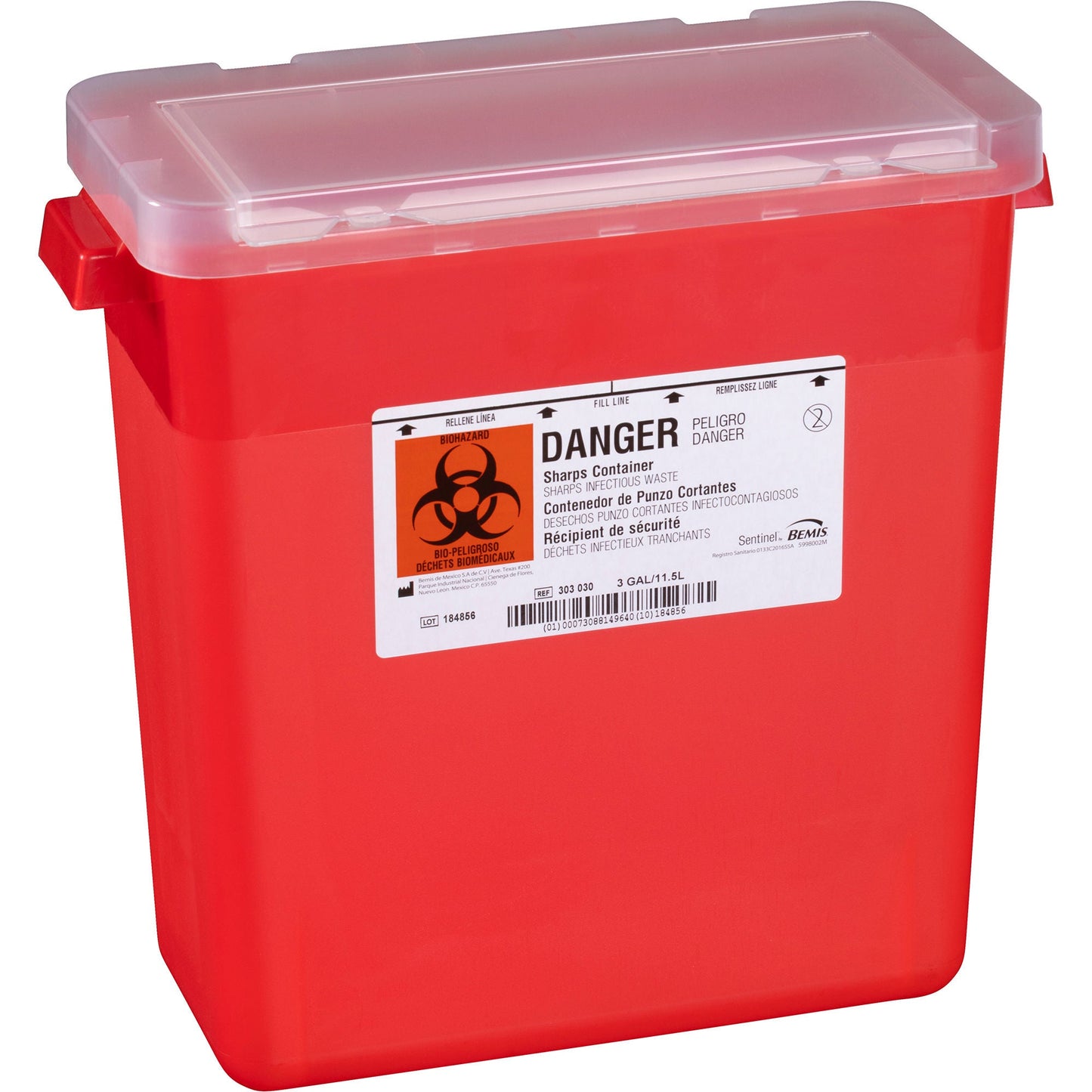 CONTAINER, SHARPS RED 3GL OPN LID (12/CS)