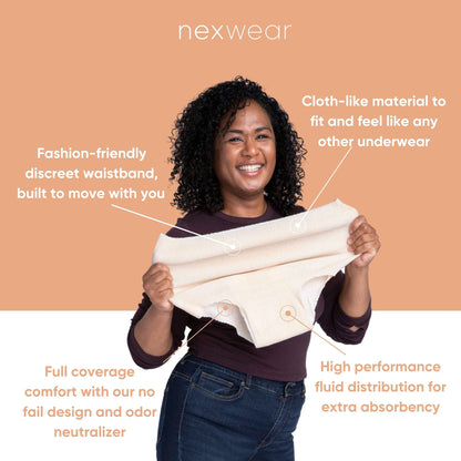 UNDERWEAR, NEXWEAR WMN DISP W/PAD XLG 40-56" (15/PK 4PK/CS)