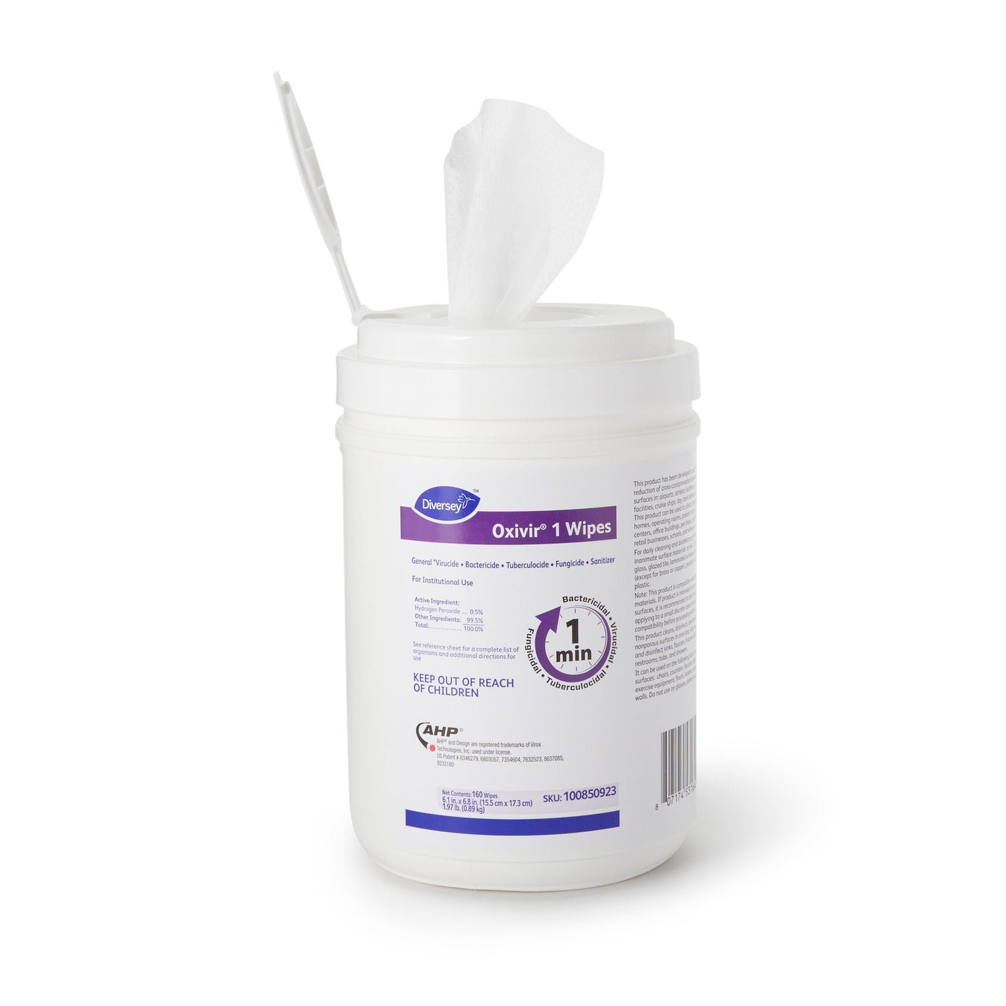 WIPE, WET OXIVIR 1 DISINF 6"X7" (160/CT 12CT/CS)