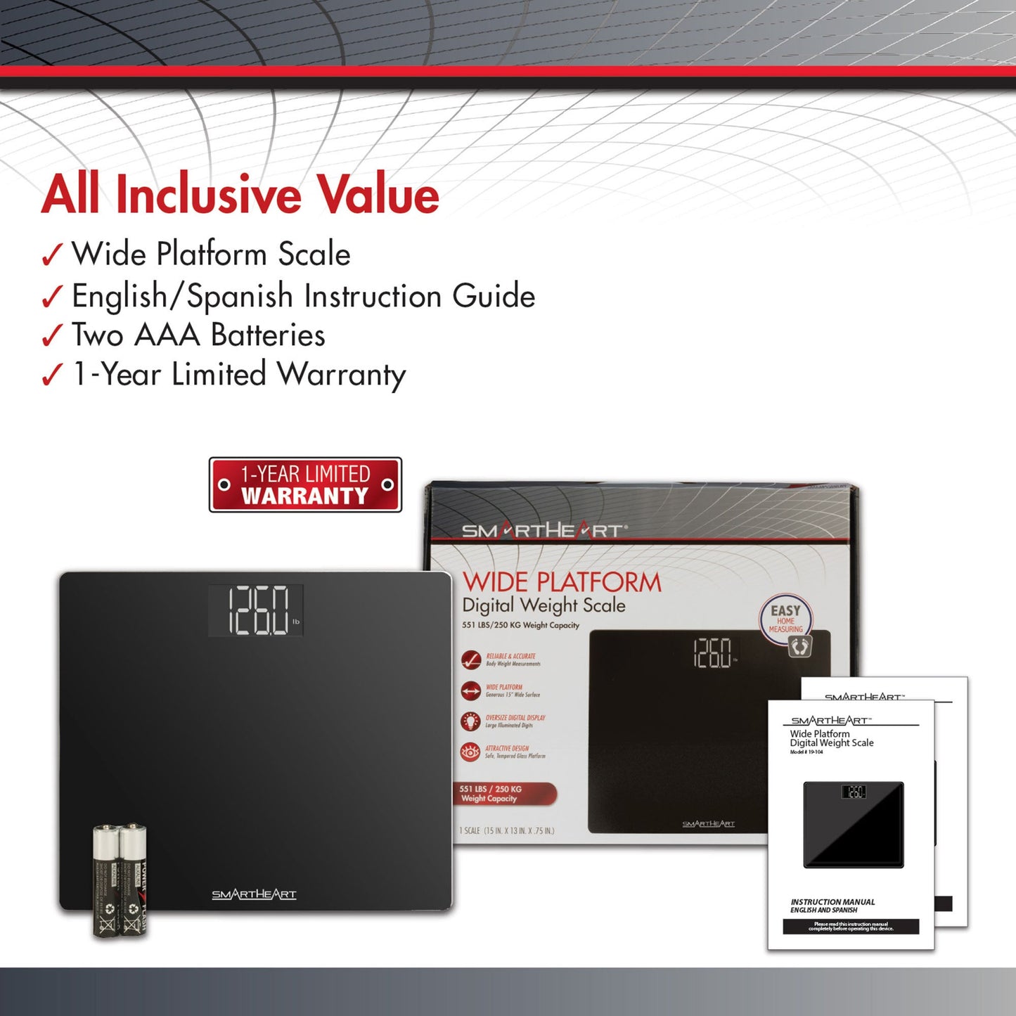 SCALE, DIGITAL SMARTHEART WIDEPLATFORM (4/CS)