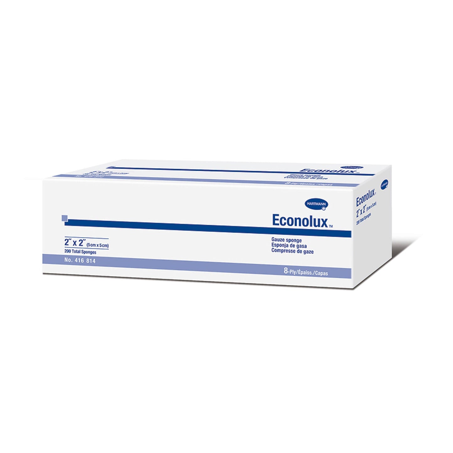 GAUZE, SPNG ECONOLUX N/S 2X2 8PLY (200/BX 25BX/CS)