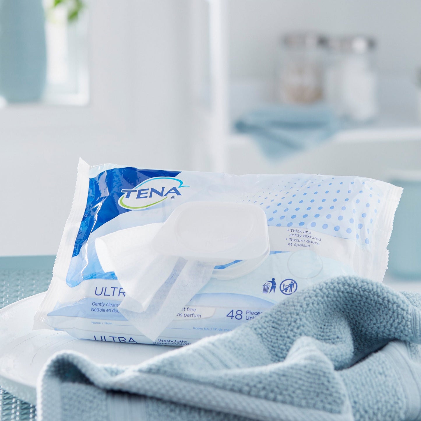 WASHCLOTH, WET ULTRA TENA UNSCNTD DISP (48/PK 12PK SCAPER