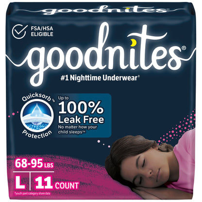PANTS, INCONT GOODNITES GIRLS YTH LG SZ5 (11/PK 4PK/CS)