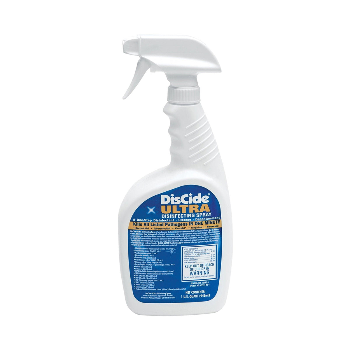 DISINFECTANT, ULTRA DISCIDE SPRAY 4NOZZLE 4 QT (12EA MIN)