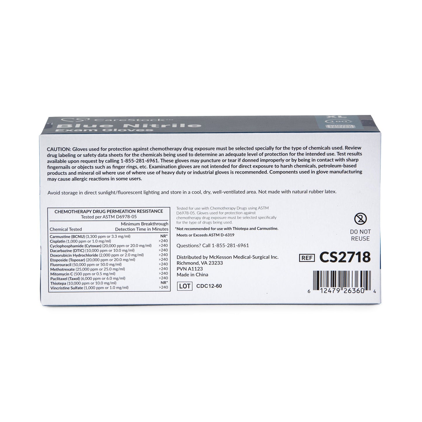 GLOVE, EXAM NTRL XL N/S CHEMO (180/BX 10BX/CS)