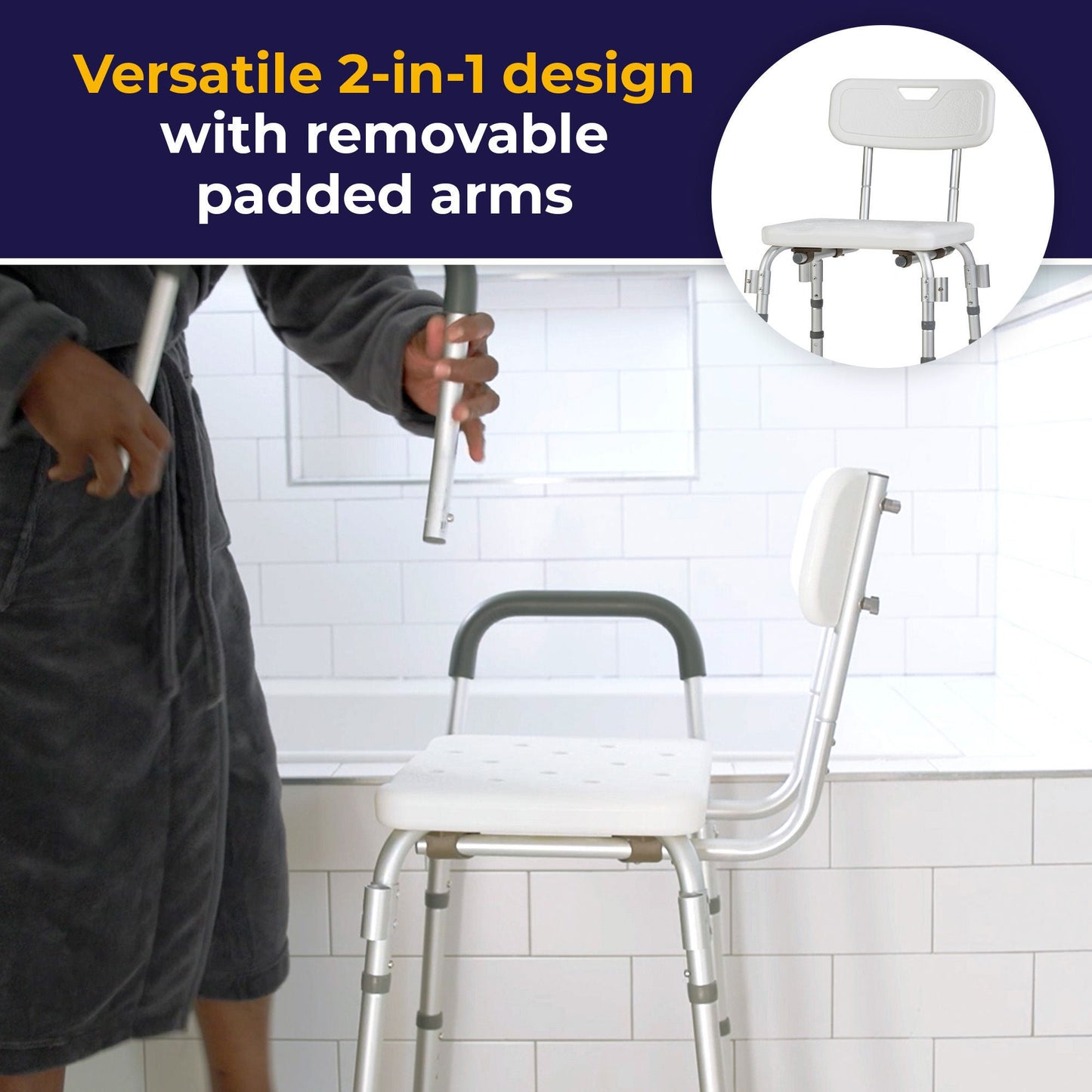 CHAIR, BATH W/BACK PADDED ARM
